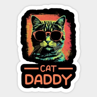 Retro Cat Daddy 80s 90S Style Cat Retro Cat Sunglasses Sticker